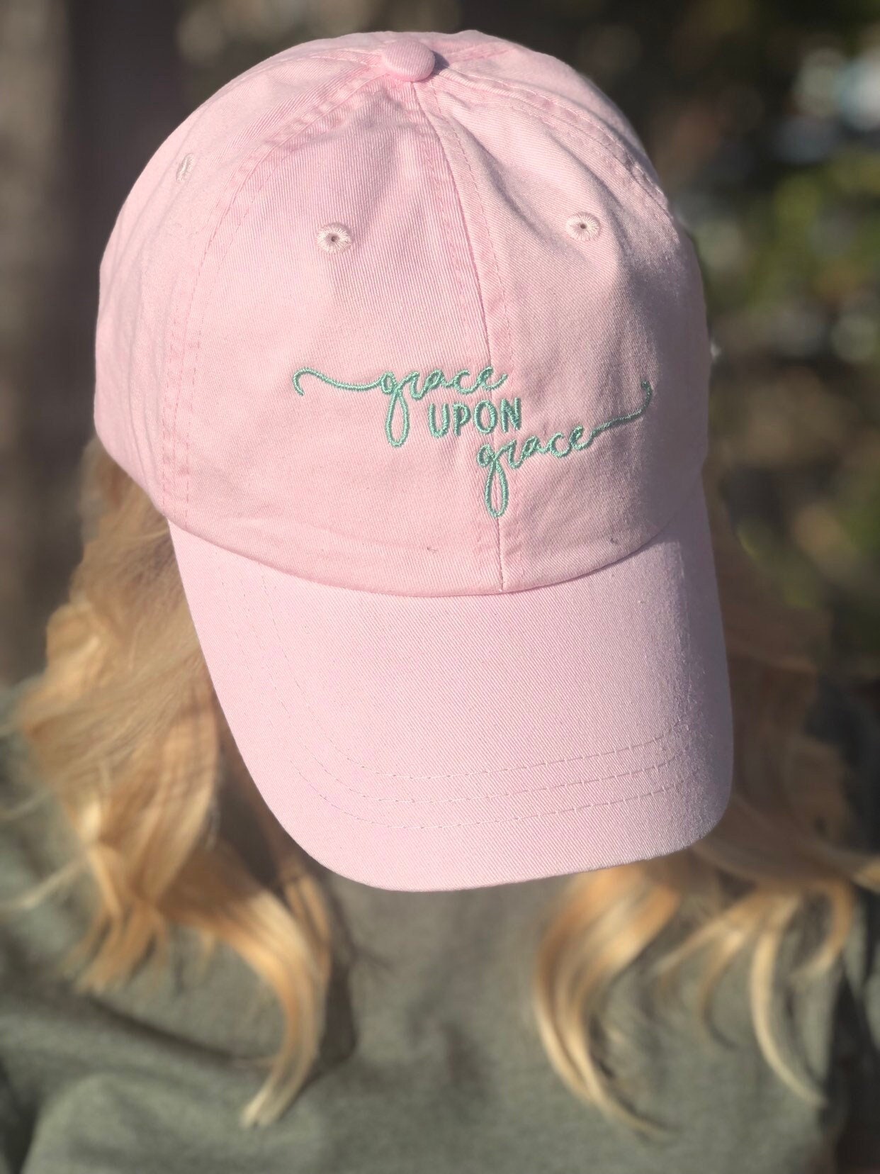 Embroidered Grace Upon Grace Baseball Cap - Handwriting  display picture 1