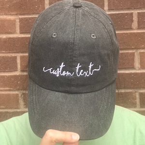 Embroidered Custom Cap HANDWRITING Script Baseball Cap - Mom Dad Custom Vintage Hat - Custom Text Cap - Personalized Gifts