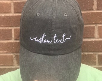 Embroidered Custom Cap HANDWRITING Script Baseball Cap - Mom Dad Custom Vintage Hat - Custom Text Cap - Personalized Gifts