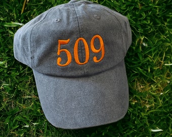 Embroidered Area Code Baseball Cap - Choose your own area code or any 3 numbers that have meaning to you- 912-910-615