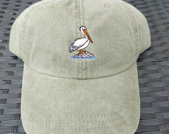 Embroidered Pelican Bird Cap - Bird Lover Watcher Gift - Mom Dad Wildlife Baseball Cap - Outdoor Camping Hat