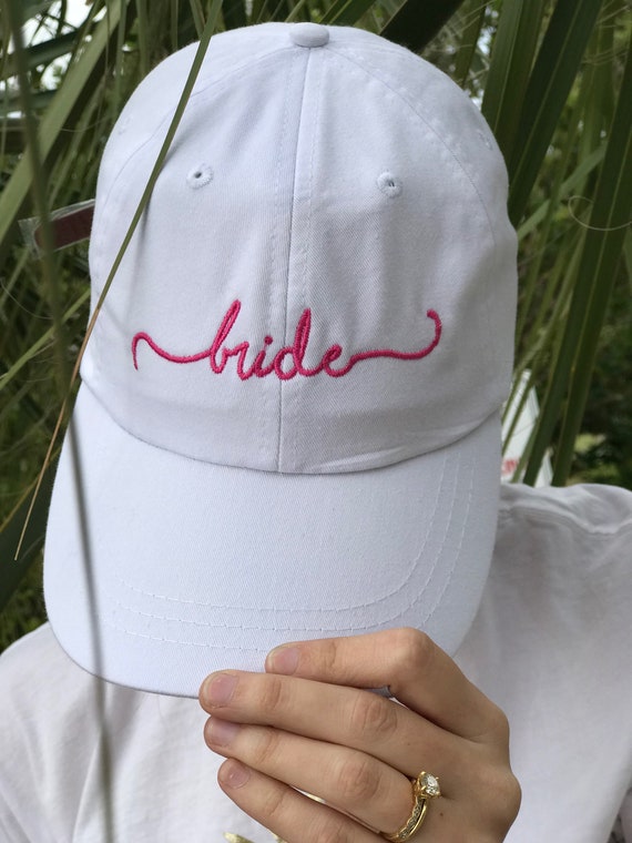 Pink and White Bride and Team Bride Hats Team Bride Hat - embroidered corduroy hat | xo, Fetti main image 4