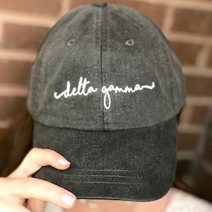 Delta Gamma Handwriting Script Baseball Cap- Officially Licensed Greek Sorority Ball Hat - big little gifts - Greek Caps