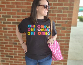 Retro Sorority Tees - University Tee Shirt - Custom Multi-Colored Retro Sorority Tee Shirt