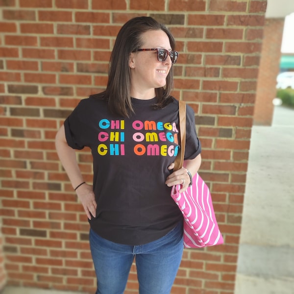 Retro Sorority Tees - University Tee Shirt - Custom Multi-Colored Retro Sorority Tee Shirt