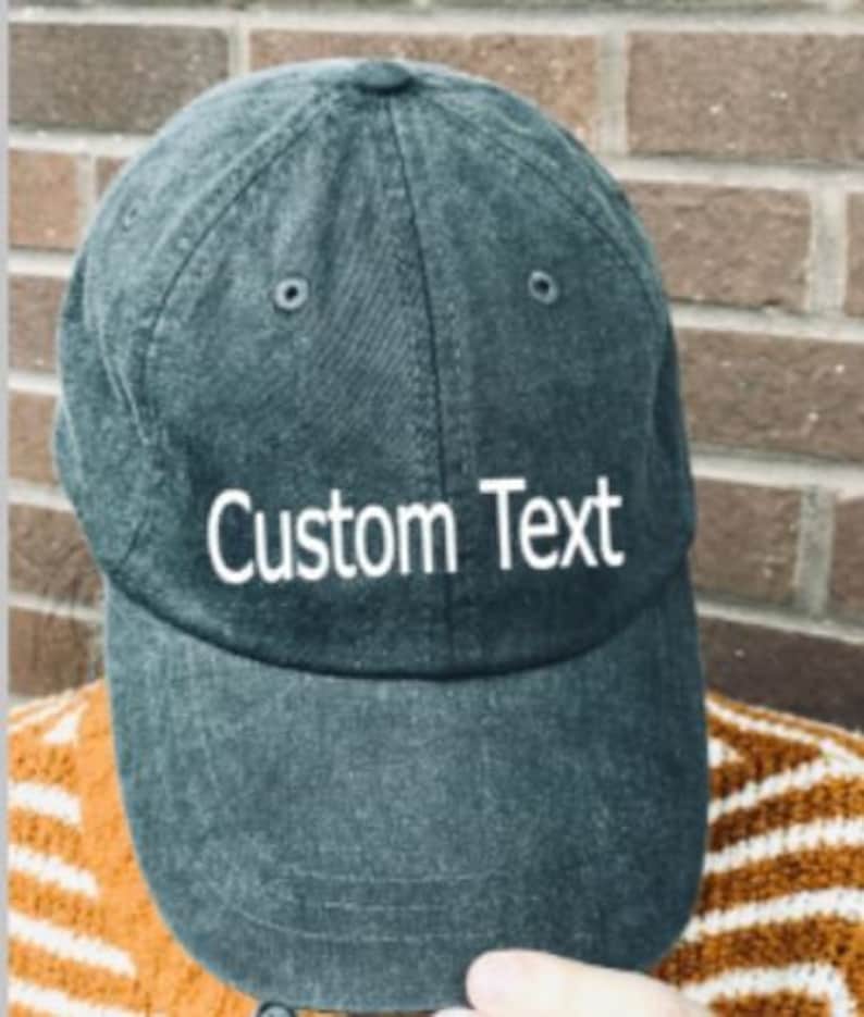 Embroidered Custom Cap - Back To Basics BLOCK Baseball Cap - Dad Hat - Block Font - Custom Hat Father's Day image 1