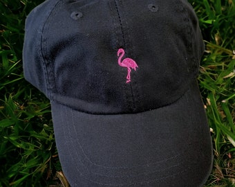 Embroidered Tiny Flamingo Hat - Personalized Minimalist Gift - Cute Beach Bridesmaid Wedding Gifts - Vintage Mom Dad Hat