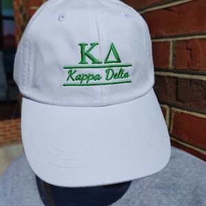 Two Line Greek Letters Dancing Script Baseball Cap - Officially Licensed Greek Baseball Cap - Sorority cap - Back To School Outfit