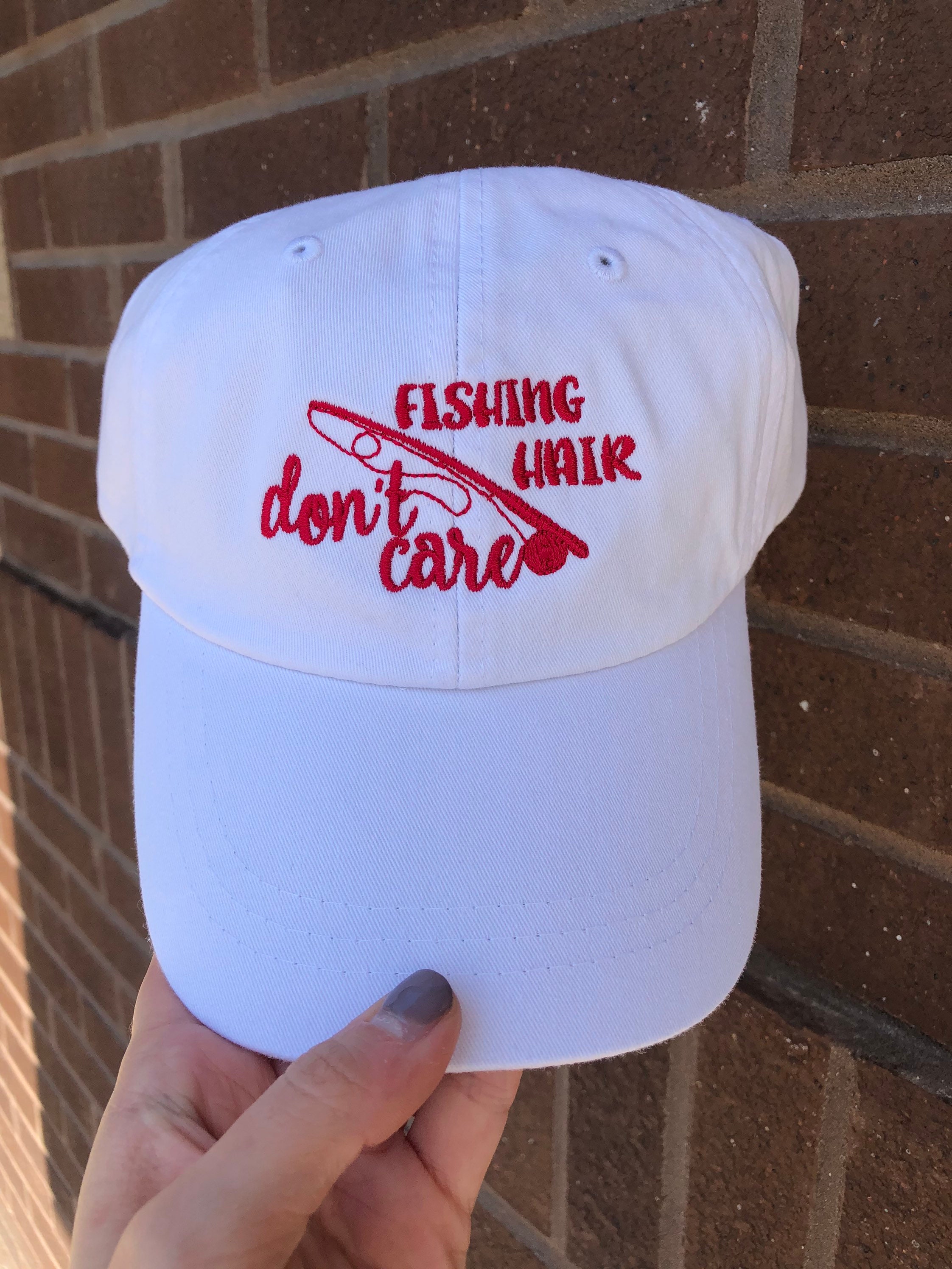 Embroidered Fishing Hair Don't Care Baseball Hat -  Canada