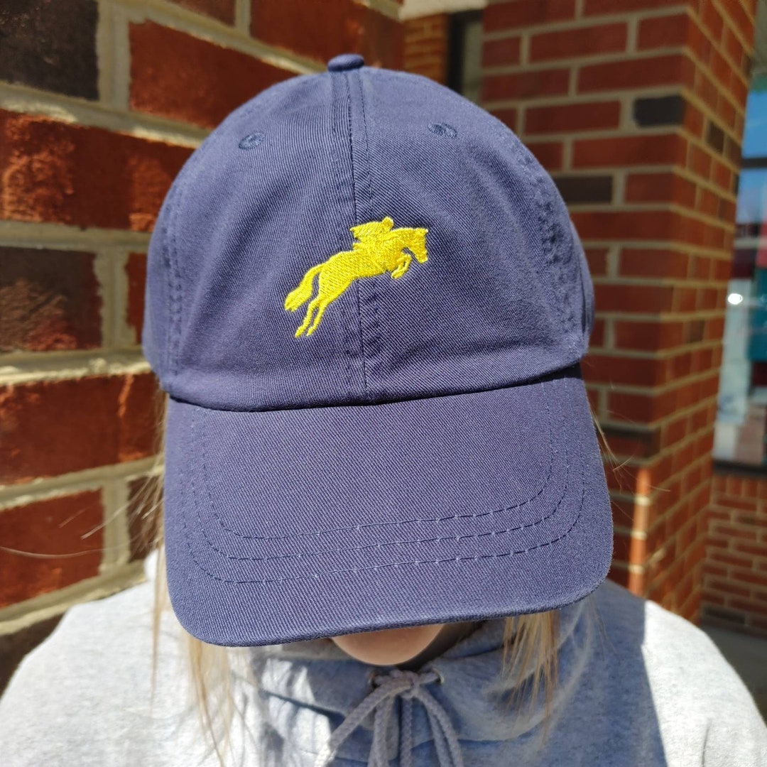 Embroidered Jumping Horse Baseball Cap, Equestrian Hat, Rodeo Hat Tiny Design Ball Hats