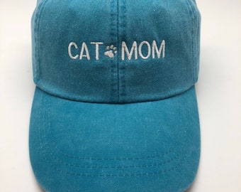 Cat Mom with Paw - BLOCK Style - Baseball Cap - Ball Hat