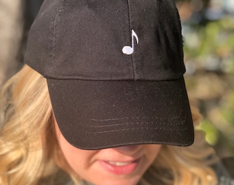 Embroidered Tiny Music Note Baseball Hat  - Tiny Design Ball Caps