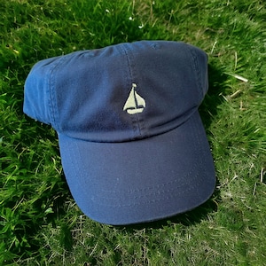 Embroidered Tiny Sailboat Baseball Cap - Tiny Design Ball Hats- Spring Break Cap