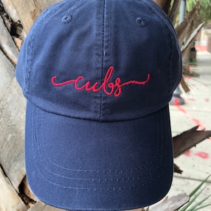 Embroidered Cubs Handwriting Script Ball Cap