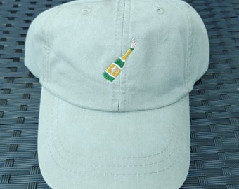 Embroidered Champagne Bottle Hat - Custom Brunch Life Hat - Mimosa Lover Gift - Spring Break Hat - Bridesmaid Wedding Gift Father's Day