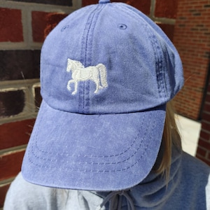 Embroidered Tacking Horse Baseball Cap, Equestrian Hat, Rodeo Hat - Tiny Design Ball Hats - Minimalist Gift - Custom Hat