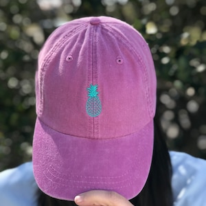 Embroidered Pineapple Hat - Tiny Design Baseball Hat - Wedding - Bridesmaid Gifts - Personalized Gifts - Spring Break Beach Hat