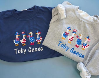 Embroidered Silly Goose 4th of July Tee – Vintage Funny Independence Day 250th Birthday Sweatshirt