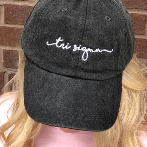 Tri Sigma Cap - Officially Licensed Greek Baseball Cap - Sigma Sigma Sigma Handwriting Hat