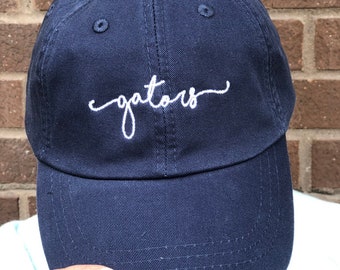 Embroidered Gators Handwriting Script Baseball Hat - Ball Cap - Custom Hat