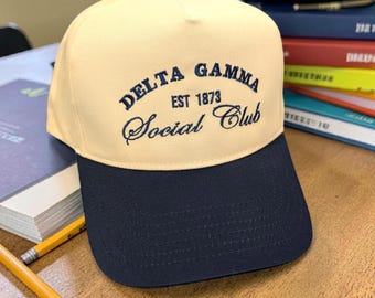 Custom Embroidered Two Tone Canvas Social Club Greek Cap -  - Sorority Basket Stuffer- Otto Dupe