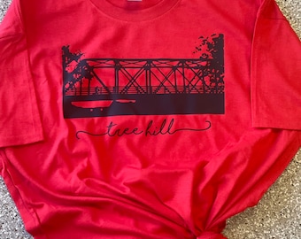 Tree Hill Bridge Graphic Tee – Round Neck Short Sleeve Shirt