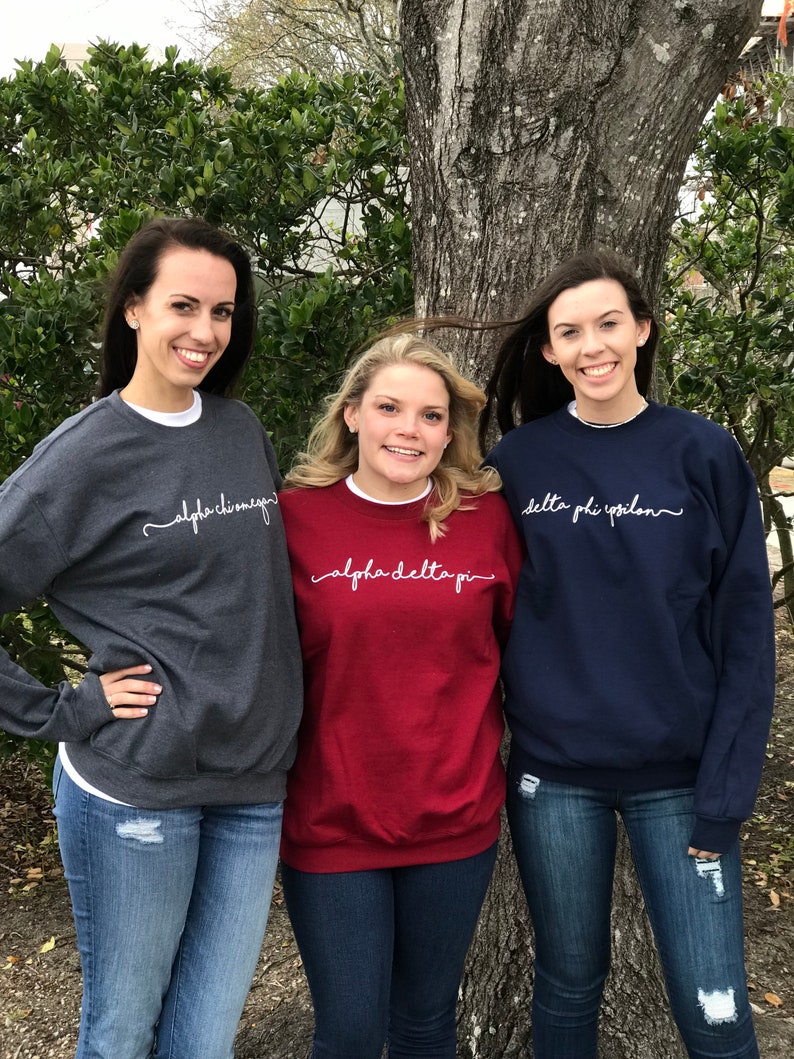 Handwriting Script Sorority Crew Neck Sweatshirt Licensed Greek Apparel image 1