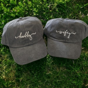 Hubby and Wifey Baseball Caps
