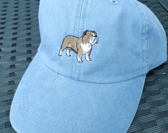 Embroidered Bulldog Cap with Side Cap Embroidery for Pet Parents - Custom Pet Lover Gift - Dog Mom Dad Hat