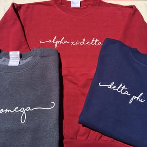 Handwriting Script Sorority Crew Neck Sweatshirt Licensed Greek Apparel image 3