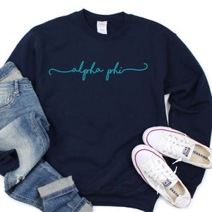 Handwriting Script Sorority Crew Neck Sweatshirt Licensed Greek Apparel image 2