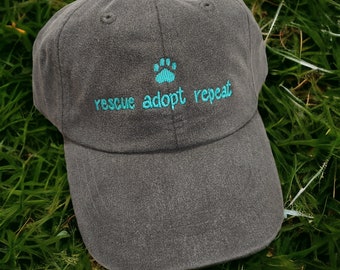 Rescue Adopt Repeat Baseball Cap- Pet Lover -Dog Lover Cap