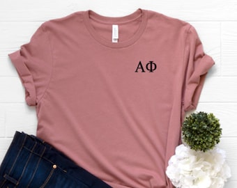 Bella+Canvas Premium Unisex Short Sleeve Left Chest Greek Letters Sorority T-Shirt - Greek Apparel - Big/Little