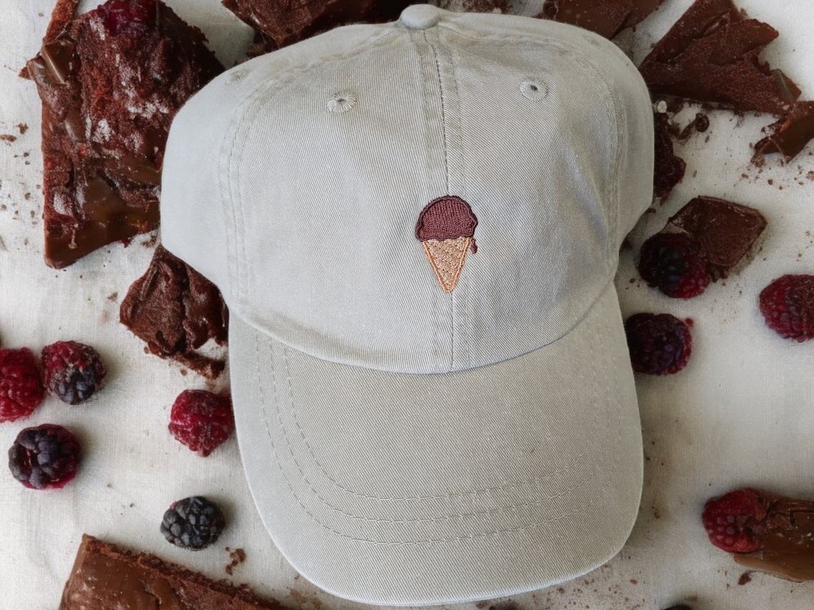 Embroidered Ice Cream Cap - Tiny Design Baseball Cap - Summer Baseball ...