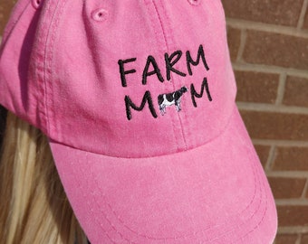Farm Mom Cow Mom Custom Hat- Farm Life- Cow Momma - Custom Hat