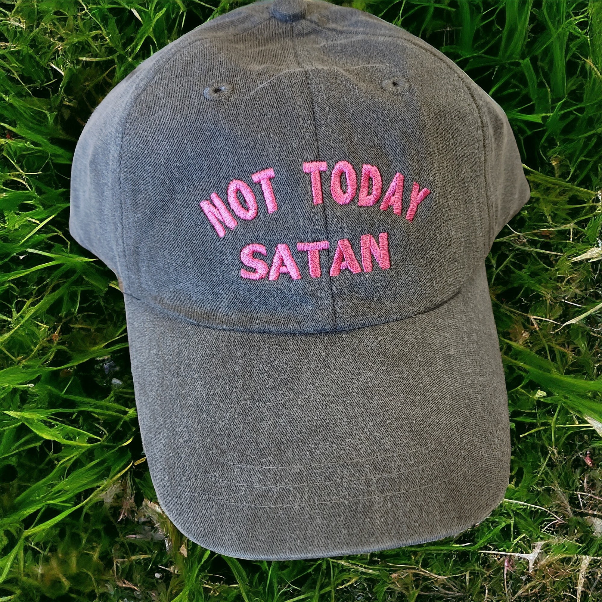 Embroidered Not Today Satan Baseball Cap - Funny Vintage  display picture 2