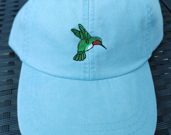 Embroidered Hummingbird Cap - Bird Lover Watcher Gift - Mom Dad Wildlife Baseball Cap - Outdoor Camping Gardening Hat