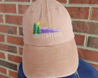 Mountain Hiking Hat - Dad Cap - Nature Cap - Embroidered Mountain Cap