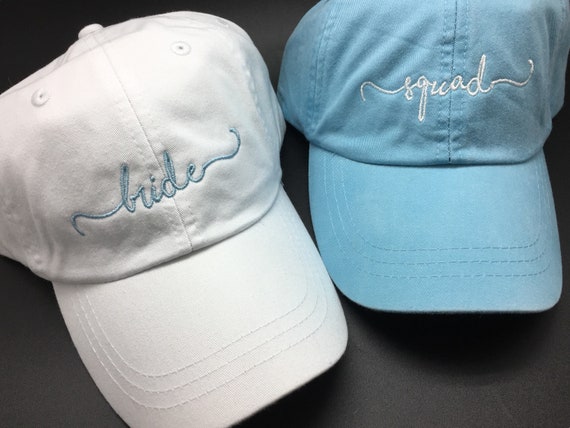 SET OF 7 white hat cap BRIDE SQUAD bachelorette bridesmaid gift bridal wedding SET OF 7 white hat cap BRIDE SQUAD bachelorette bridesmaid  main image 3