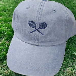 Embroidered Tennis Racket Baseball Cap - Tennis Hat - Personalized Gifts - Minimalist Gift - Custom Hat