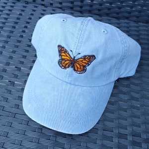 Gorra de mariposa monarca - Hombres bordados Mujeres Sombrero de vida silvestre - Sombrero de jardinero - Regalo al aire libre