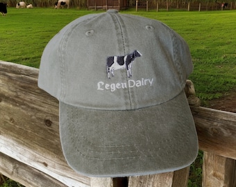 Embroidered LegenDairy Holstein Cow Cap - Vintage Humorous Baseball Hat - Dad Wildlife Father's Day Gift - Outdoor Farm Lover Camping Hat