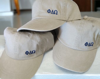 Greek Letter Baseball Cap - Officially Licensed Alpha Phi Cap - Tri Sigma Tiny Design Hat - Lower Left Delta Delta Delta