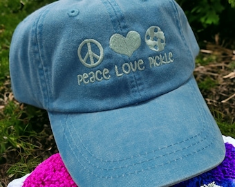 Embroidered Peace Love Pickleball - Pickleball Cap - Pickleball Baseball Hat - Summer Hats - Custom Personalized Hat - Retro Apparel