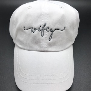 Wifey Handwriting Script Baseball Cap - Engagement Gifts - Honeymoon Hats - Bridal Shower Gifts