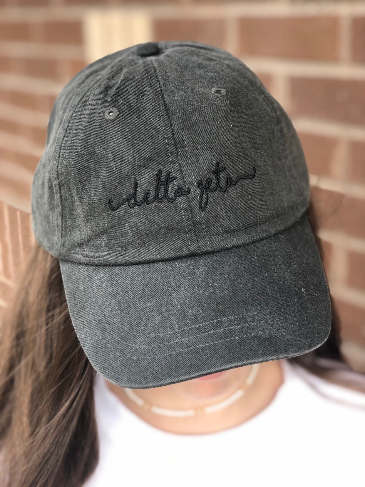 Script Baseball Cap Delta Zeta Handwriting Script Baseball Cap - Officially Licensed Delta ...