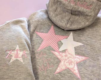 Custom Embroidered Pink You're A Star Sorority Oversized Hooded Sweatshirt/ Flared Sweatpants Lounge Set - Back To School Greek Gift