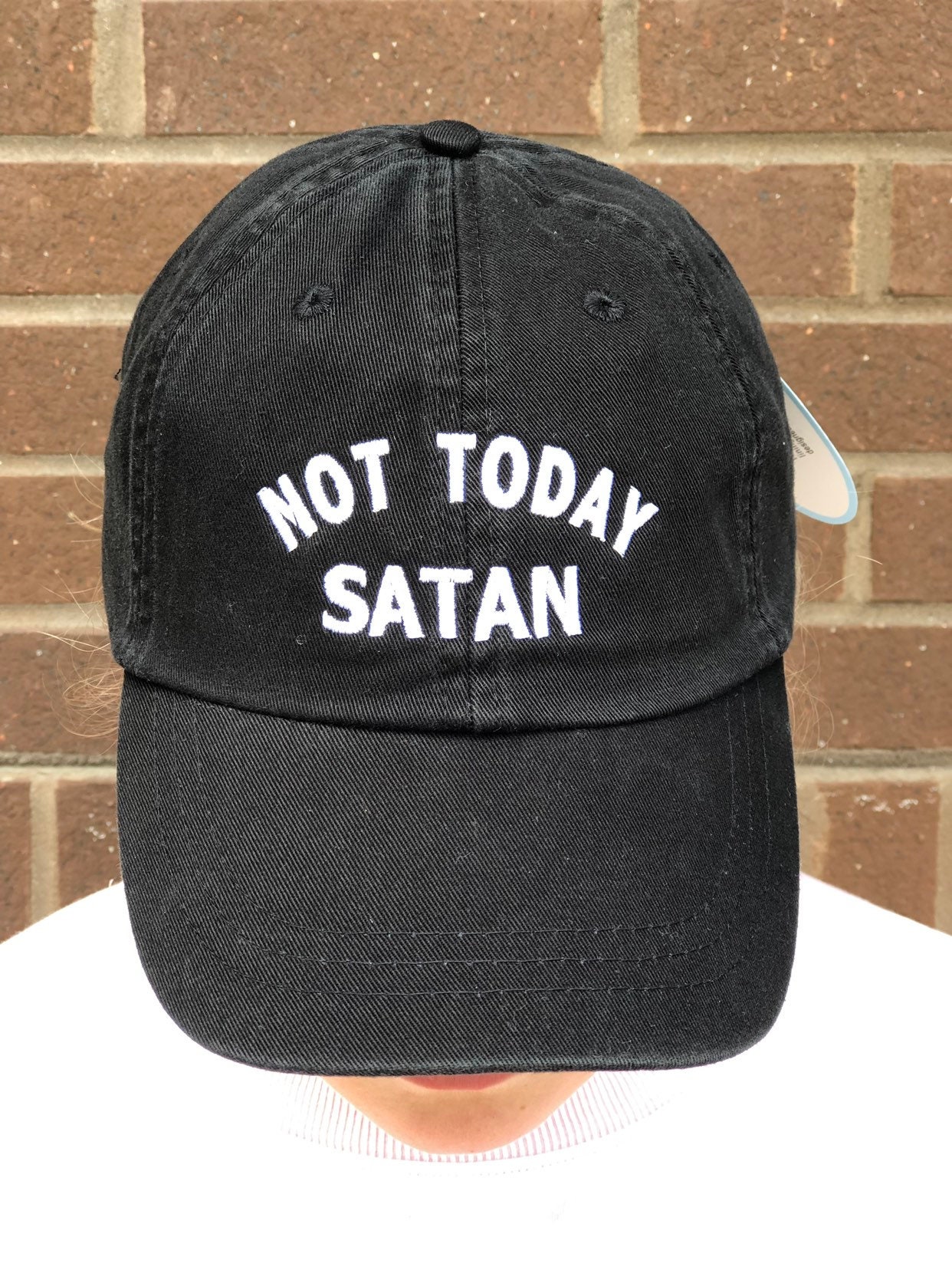 Embroidered Not Today Satan Baseball Cap - Funny Vintage  display picture 1
