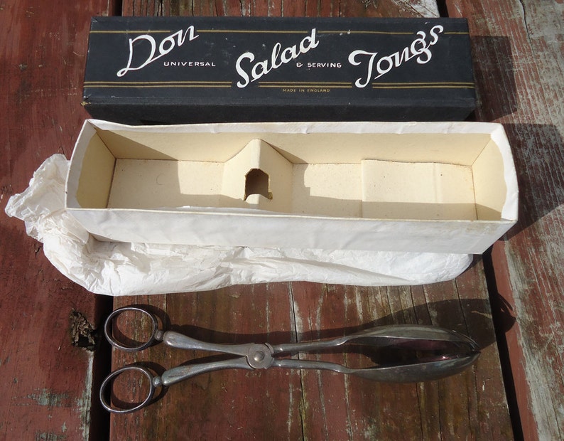 England in Original Box c /& Sons Ltd Don Universal Salad and Serving Tongs Made by Cooper Bros 1930s