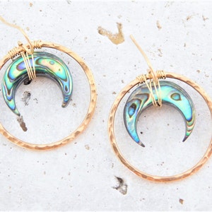 Abalone Earrings, Abalone Jewelry, Paua Earrings, Paua Jewelry, Abalone Crescent Earrings, Crescent Earrings, Abalone Moon Earrings